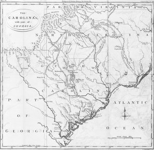 ジョージア州の一部を含むカロライナの地図