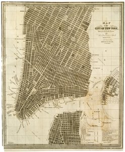 ニューヨーク市の地図［マンハッタンの36丁目までの北側］。 作： American School