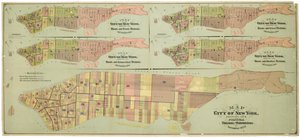 ニューヨーク市の地図で、その政治的区分と細分化を示す 作： American School