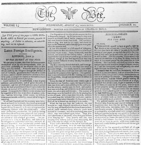 蜂のマストヘッド、1797年8月23日印刷（印刷） 作： American School