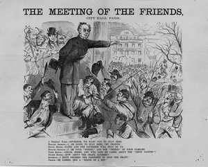 友人の集まり、シティホールパーク、HLスティーブンス、ニューヨーク、c.1863発行 作： American School