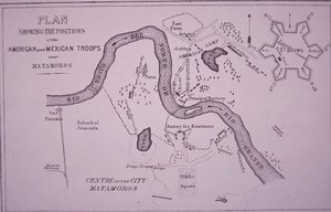 米墨戦争(1846-48)、リオグランデとマタモロス付近の米軍の地図 作： American School