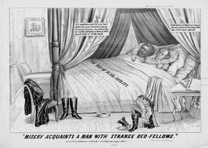 1848年にニューヨークのHRロビンソン発行の奇妙なベッドフェローの男性と知り合う悲惨さ 作： American School