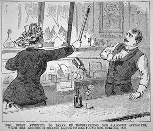 ミセス・ハーストがサルーンを壊す（「Police Gazette」より 作： American School