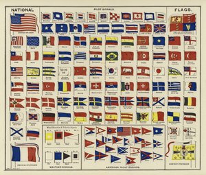 国旗、パイロット信号、気象信号、アメリカのヨットの旗 作： American School