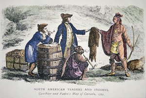 ネイティブアメリカンの毛皮の取引 作： American School