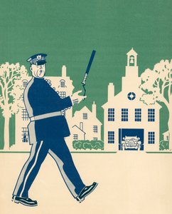 パトロール中の近所の警察官 作： American School