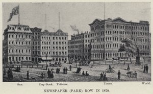 1870年の新聞（公園）の列（リトグラフ 作： American School