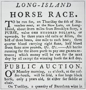 ロングアイランドでの競馬開催のお知らせ（ニューヨークのRivington