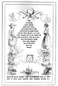 妖精の国からのクリスマスギフトからの無名の老婆のオープニングページ、1838 作： American School