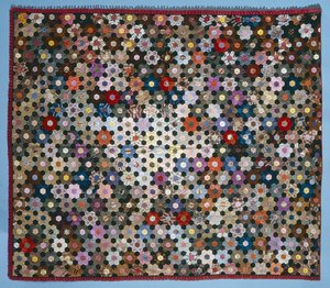 オプティカルフラワーパズルキルト、1854年（シルク） 作： American School