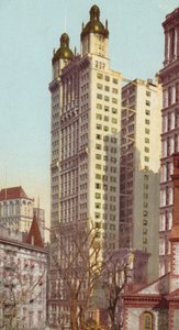 パーク・ロウ・ビルディング、ニューヨーク、1900-09年頃（カラーリトグラフ 作： American School