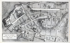 ベルナール・ラッツァーの小さなニューヨーク地図の一部（リトグラフ 作： American School