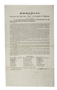 1865年1月20日、ペンシルベニア州立平等権連盟、ペンシルバニア州立平等権連盟の記念碑、ペンシルバニア州議会 作： American School