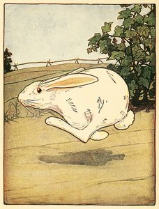 ピーターは走るのをやめない、『ピーターラビット物語』より。1916年カラーリトグラフ、1916年 作： American School