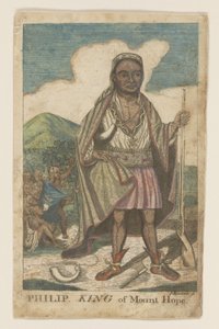 フィリップ、マウント・ホープの王、パブ。1772年（手彩色彫刻）。 作： American School