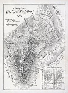 1767年のニューヨーク市の平面図(リトグラフ) 作： American School