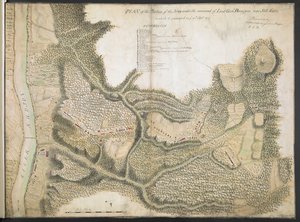 中尉の指揮下にある陸軍の位置の計画。 将軍。 スティル・ウォーターの近くのバーゴインで野営した。 1777 年 9 月 20 日