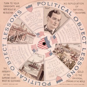 政治目的の教訓、ウィリアム・マッキンリー（1843-1901）c.1897のためのアメリカ大統領選挙ポスター