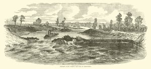 1864年5月、アレクサンドリアのダムを通過するポーター艦隊 作： American School