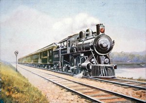 シカゴ＆ノースウェスタン鉄道のオーバーランド・リミテッドの絵葉書 作： American School