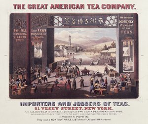 グレートアメリカンティーカンパニー、紅茶の輸入業者と求職者のポスター広告 作： American School
