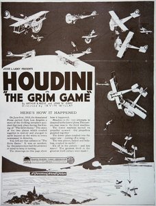 フーディーニ主演の「The Grim Game」の宣伝ポスター 作： American School