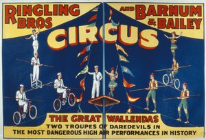 Ringling Bros. and Barnum & Bailey Circus」でのGreat Wallendasの宣伝ポスター（カラーリトグラフ版 作： American School