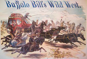 バッファロー・ビルのワイルド・ウェスト・ショーのポスター、1885年頃（カラーリトグラフ 作： American School