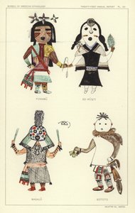 Powamu、So Wuqti、Masauu、Eototo（カラーリトグラフ） 作： アメリカの学校