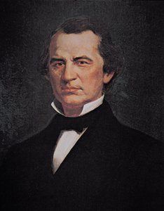アンドリュー・ジョンソン大統領 (1808-75) (カラーリトグラフ) 作： American School
