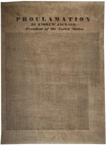 1832年12月10日、アメリカ合衆国大統領、アンドリュージャクソン（1767-1845）による宣言