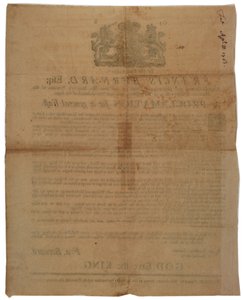 マサチューセッツ湾総督、フランシス・バーナードの名による宣言：1761年4月8日、フレンチ・インディアン戦争中の断食の日を発表 作： American School