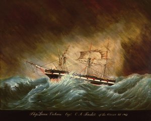 ヴィクトリア女王、アゾレス諸島沖（油彩・キャンバス） 作： American School