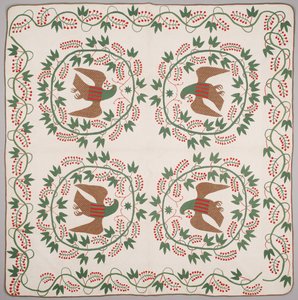 キルト、1840-50年頃（アップリケ・コットン 作： American School