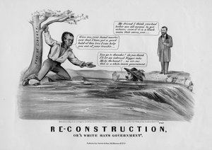 1868年にニューヨークのCurrier＆Ivesによって発行された再建、または白人の政府 作： American School