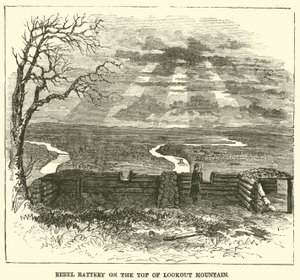 1863年11月、ルックアウトマウンテンの頂上にある反乱軍のバッテリー 作： American School