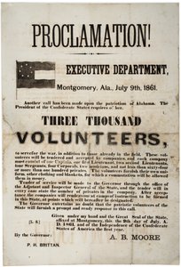 1861年7月9日、3000人のボランティアを要求する採用ブロードサイド 作： American School