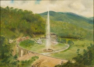 ラウンドノブインと噴水、1882年頃（船上油） 作： American School