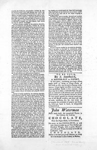 ボストン港の封鎖に関する法律の概要を示す広報の2ページ目、1774年（新聞） 作： American School