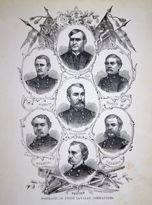 北軍の著名な騎兵司令官の7つのポートレート（リトグラフ版 作： American School