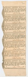宝くじのシート、マサチューセッツの宝くじ、1781 作： American School