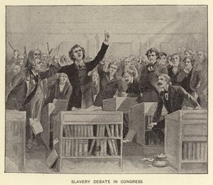 議会での奴隷制論争（リトグラフ） 作： American School