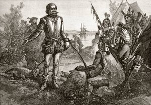 1885年にAS Barnes und Co.によって発行された「アメリカの簡単な歴史」からのインディアンとの貿易スミス 作： American School