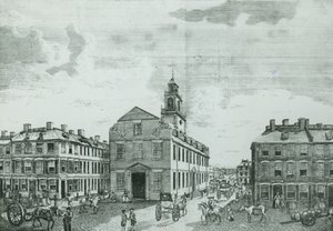 古い州会議事堂の南西ビュー、ボストン、1881 作： American School