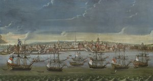 ニューヨーク市の南東展望、c.1756-7 作： American School