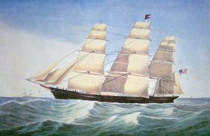 ナサニエル・カリアー（1813-88）のリトグラフ「Sovereign of the Seas 作： American School