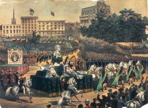 セントパトリックスデイパレードインアメリカ、ユニオンスクエア、1870年代 作： American School