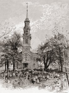 19世紀のニューヨーク、セント・ポール教会（「The Century Illustrated Monthly Magazine」1884年発行より）（エングレーヴィング 作： American School