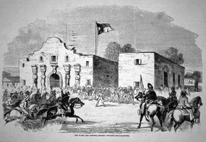 サン・アントニオのアラモ砦、連邦軍トウィッグス将軍（1790-1862）の本部（リトグラフ 作： American School